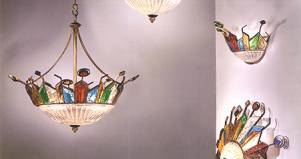 Lampadario, applique, piantana artigianale in ferro battuto 2.